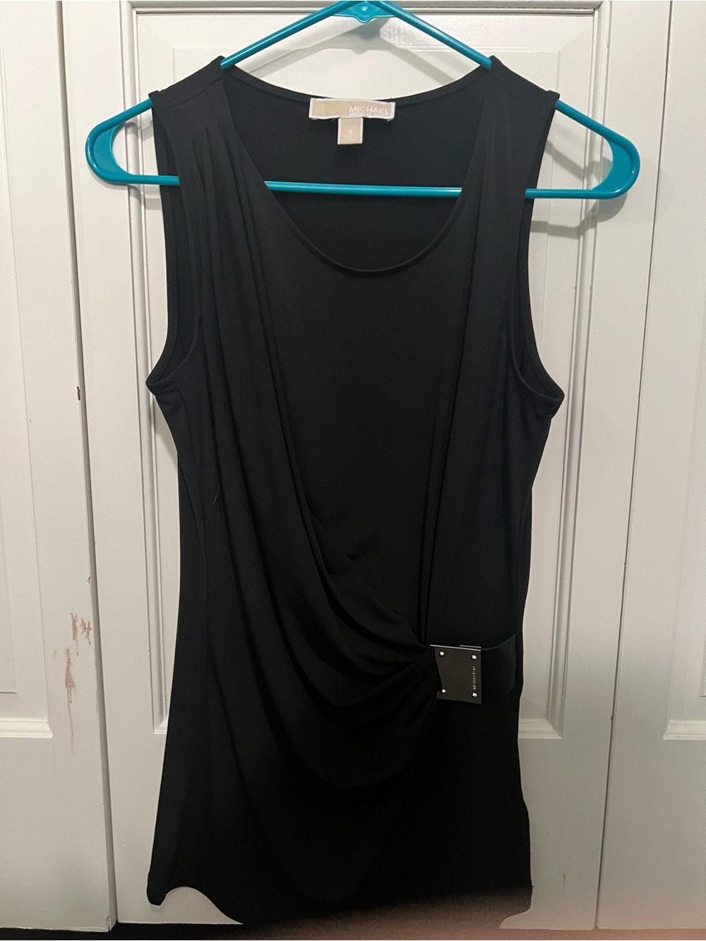 Michael Kors Black Draped Sleeveless Tank